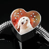 Afghan Hound Dog Print Heart Charm Steel Bracelet-Free Shipping