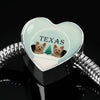 Yorkshire Terrier (Yorkie) Texas Print Heart Charm Steel Bracelet-Free Shipping