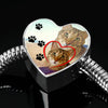 Pixie Bob Cat Print Heart Charm Steel Bracelet-Free Shipping