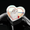 American Curl Print Heart Charm Steel Bracelet-Free Shipping