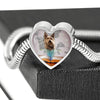 Berger Picard Print Heart Charm Steel Bracelet-Free Shipping
