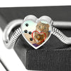 Pixie Bob Cat Print Heart Charm Steel Bracelet-Free Shipping