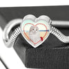 American Curl Print Heart Charm Steel Bracelet-Free Shipping