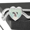 Dalmatian Dog Print Heart Charm Steel Bracelet-Free Shipping