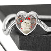 Lovely Persian Cat Print Heart Charm Steel Bracelet-Free Shipping