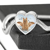 Australian Terrier Print Heart Charm Steel Bracelet-Free Shipping