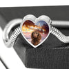 American Water Spaniel Print Heart Charm Steel Bracelet-Free Shipping