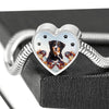 Bernese Mountain Dog Print Heart Charm Steel Bracelet-Free Shipping