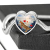 California Spangled Cat Print Heart Charm Steel Bracelet-Free Shipping