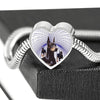 Doberman Pinscher Print Heart Charm Steel Bracelet-Free Shipping