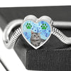 Cute American Shorthair Print Heart Charm Steel Bracelet-Free Shipping