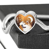 Akita Dog Print Heart Charm Steel Bracelet-Free Shipping