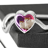 Turkish Van Cat Print Heart Charm Steel Bracelet-Free Shipping