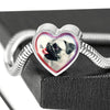 Cute Pug Dog Print Heart Charm Steel Bracelet-Free Shipping