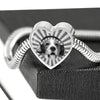 Beagle Dog Print Heart Charm Steel Bracelet-Free Shipping