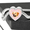 Labrador Retriever Dog Print Heart Charm Steel Bracelet-Free Shipping