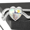 LaPerm Cat Print Heart Charm Steel Bracelet-Free Shipping