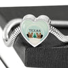 Yorkshire Terrier (Yorkie) Texas Print Heart Charm Steel Bracelet-Free Shipping