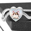 Cute Beagle Dog Print Heart Charm Steel Bracelet-Free Shipping