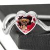 Boxer Dog Print Heart Charm Steel Bracelet-Free Shipping
