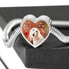 Afghan Hound Dog Print Heart Charm Steel Bracelet-Free Shipping
