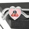 St. Bernard Dog Print Heart Charm Steel Bracelet-Free Shipping