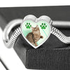 American Bobtail Print Heart Charm Steel Bracelet-Free Shipping