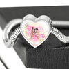 Bulldog Print Heart Charm Steel Bracelet-Free Shipping