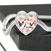 Siamese Cat Print Heart Charm Steel Bracelet-Free Shipping