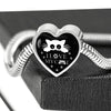 " I Love My Cat" Print Heart Charm Steel Bracelet