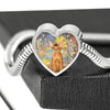 Abyssinian Cat Print Heart Charm Steel Bracelet