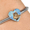 Maine Coon Cat Print Heart Charm Steel Bracelet-Free Shipping