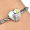 LaPerm Cat Print Heart Charm Steel Bracelet-Free Shipping