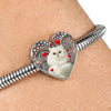 Lovely Persian Cat Print Heart Charm Steel Bracelet-Free Shipping