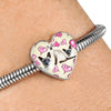 Siamese Cat Print Heart Charm Steel Bracelet-Free Shipping