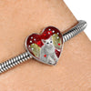 Oriental Shorthair Cat Print Heart Charm Steel Bracelet-Free Shipping
