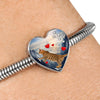 California Spangled Cat Print Heart Charm Steel Bracelet-Free Shipping