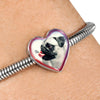 Cute Pug Dog Print Heart Charm Steel Bracelet-Free Shipping