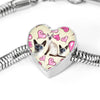 Siamese Cat Print Heart Charm Steel Bracelet-Free Shipping