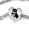 Shiba Inu Dog Print Heart Charm Steel Bracelet-Free Shipping