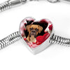 Boxer Dog Print Heart Charm Steel Bracelet-Free Shipping