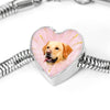 Labrador Retriever Dog Print Heart Charm Steel Bracelet-Free Shipping