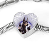 Doberman Pinscher Print Heart Charm Steel Bracelet-Free Shipping