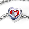Burmilla Cat Print Heart Charm Steel Bracelet-Free Shipping