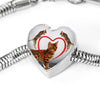 Bengal Cat Print Heart Charm Steel Bracelet-Free Shipping