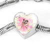 Bulldog Print Heart Charm Steel Bracelet-Free Shipping