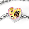 Miniature Schnauzer Dog Print Heart Charm Steel Bracelet-Free Shipping