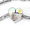 LaPerm Cat Print Heart Charm Steel Bracelet-Free Shipping