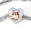 Cute Beagle Dog Print Heart Charm Steel Bracelet-Free Shipping