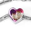 Turkish Van Cat Print Heart Charm Steel Bracelet-Free Shipping